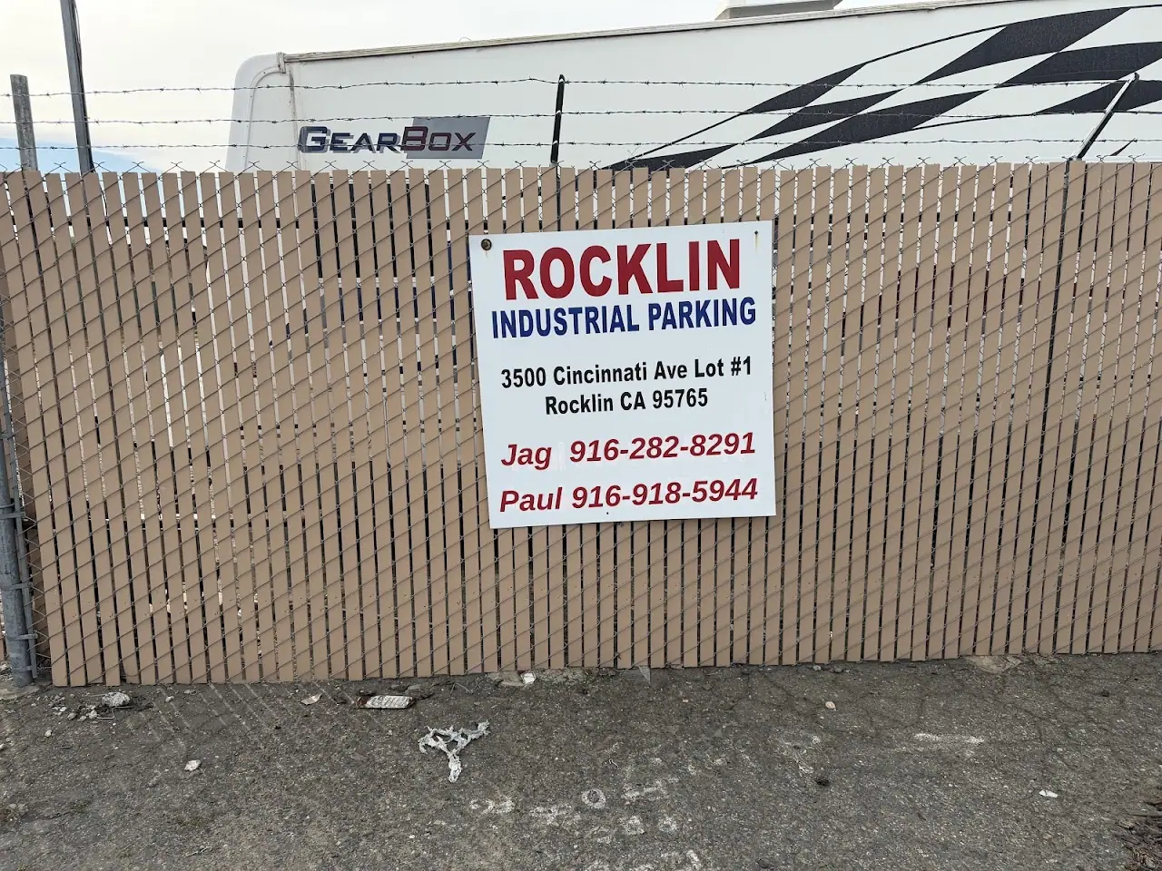 Rocklin Industrial Parking, RV storage in Rocklin