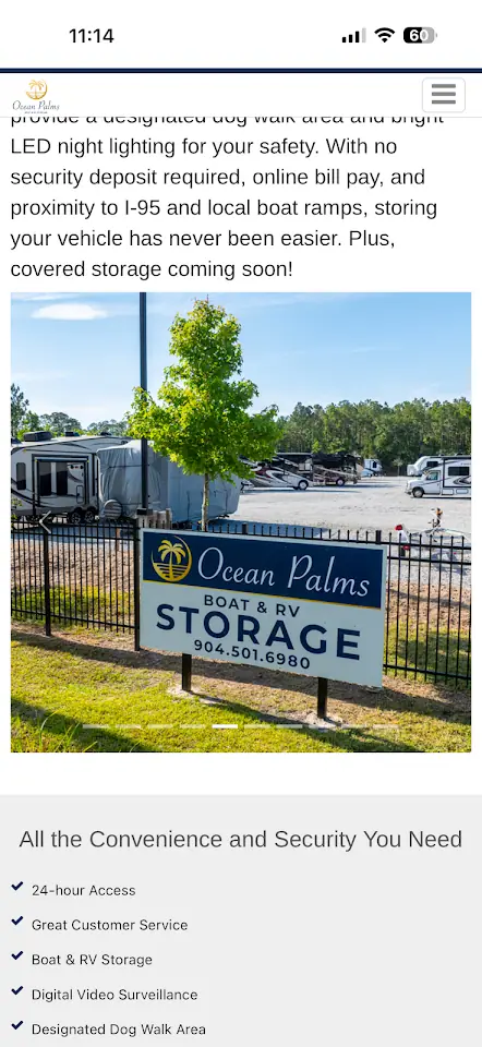 Ocean Palms Boat & RV Storage, RV storage in St. Augustine