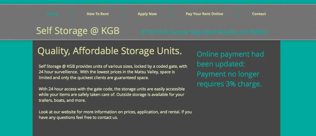 Self Storage @ KGB, RV storage in Wasilla